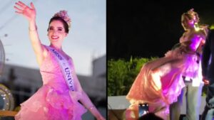 Bajan a la fuerza a ganadora de Miss Universo Fátima Bosch en desfile de Tabasco