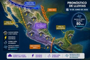 Pronostican lluvias muy fuertes en el centro, sur y sureste del país